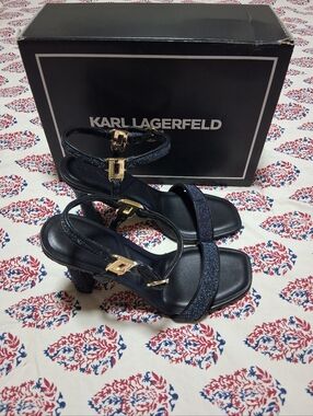 Karl Lagerfeld Sybil Iridescent Glitter Ankle-Strap Heels
